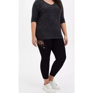 Torrid CHARCOAL 3/4 SLEEVE V-NECK SUPER SOFT PLUSH SWEATER SIZE 0 LARGE